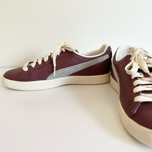 Puma Unisex Clyde Leather Eggplant Purple and Gray Sneakers - Picture 11 of 15